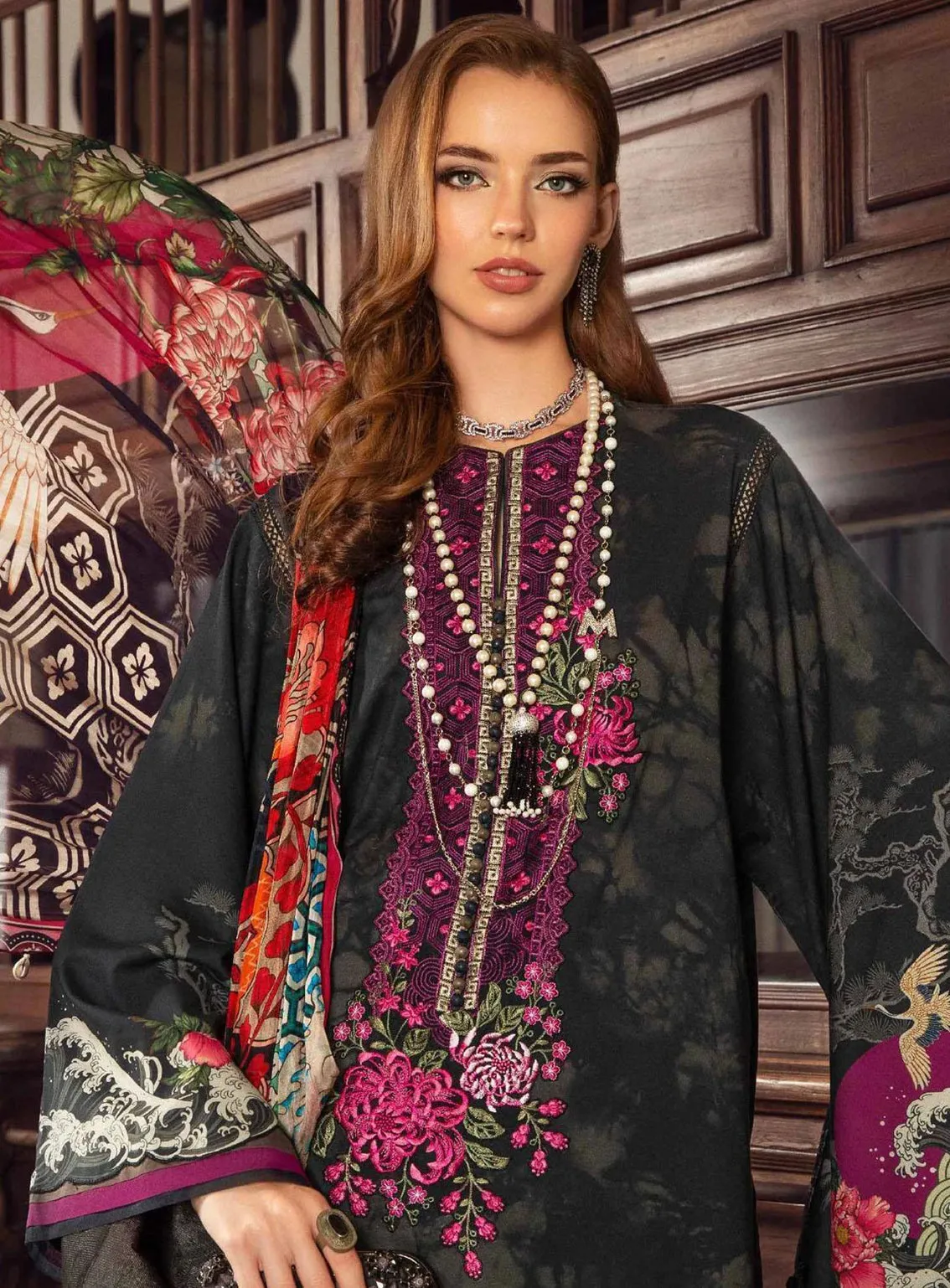 M Prints By Maria B Embroidered Cambric Unstitched 3 Piece Suit - 2B