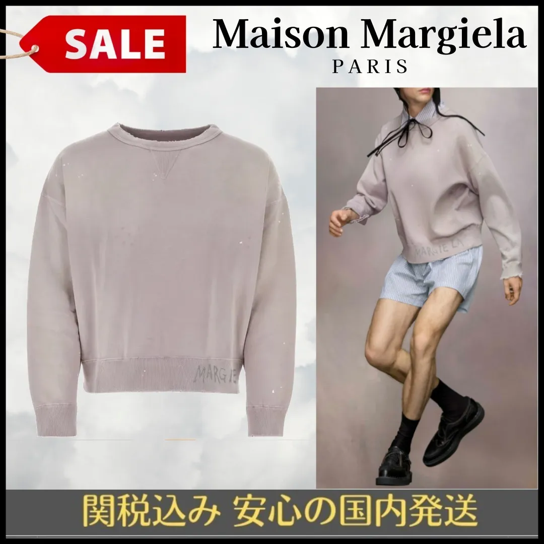 Maison Margiela  |Crew Neck Long Sleeves Plain Cotton Logo Designers