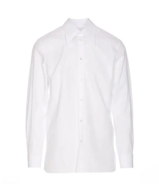 Maison Margiela  |Long Sleeves Plain Cotton Logo Designers Shirts