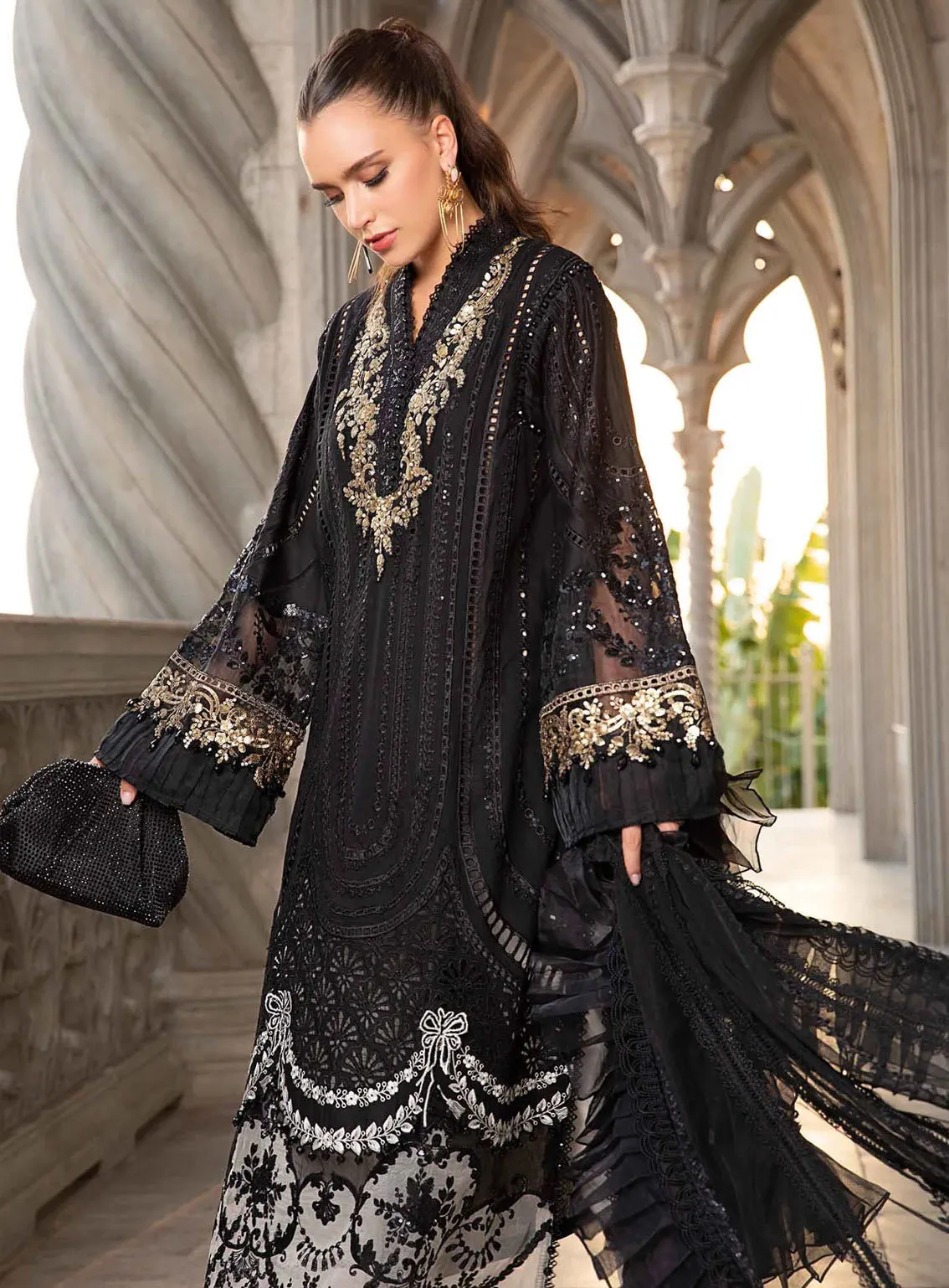 Maria B Luxury Embroidered Lawn Eid Edit-II 3 Piece Unstitched Suit MB24EE2 D-03