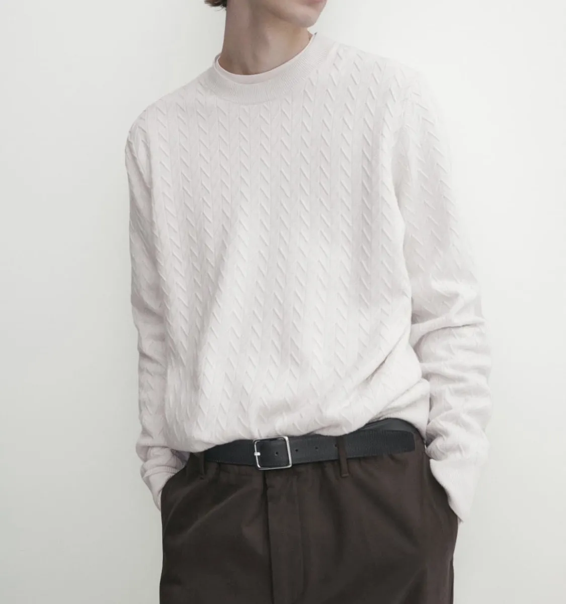 Massimo Dutti  |Crew Neck Nylon Long Sleeves Plain Sweaters