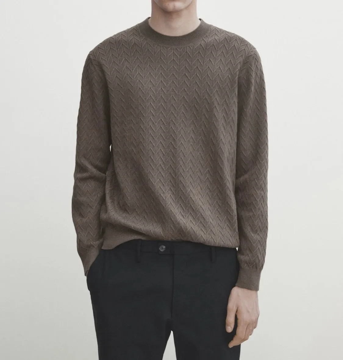 Massimo Dutti  |Crew Neck Nylon Long Sleeves Plain Sweaters