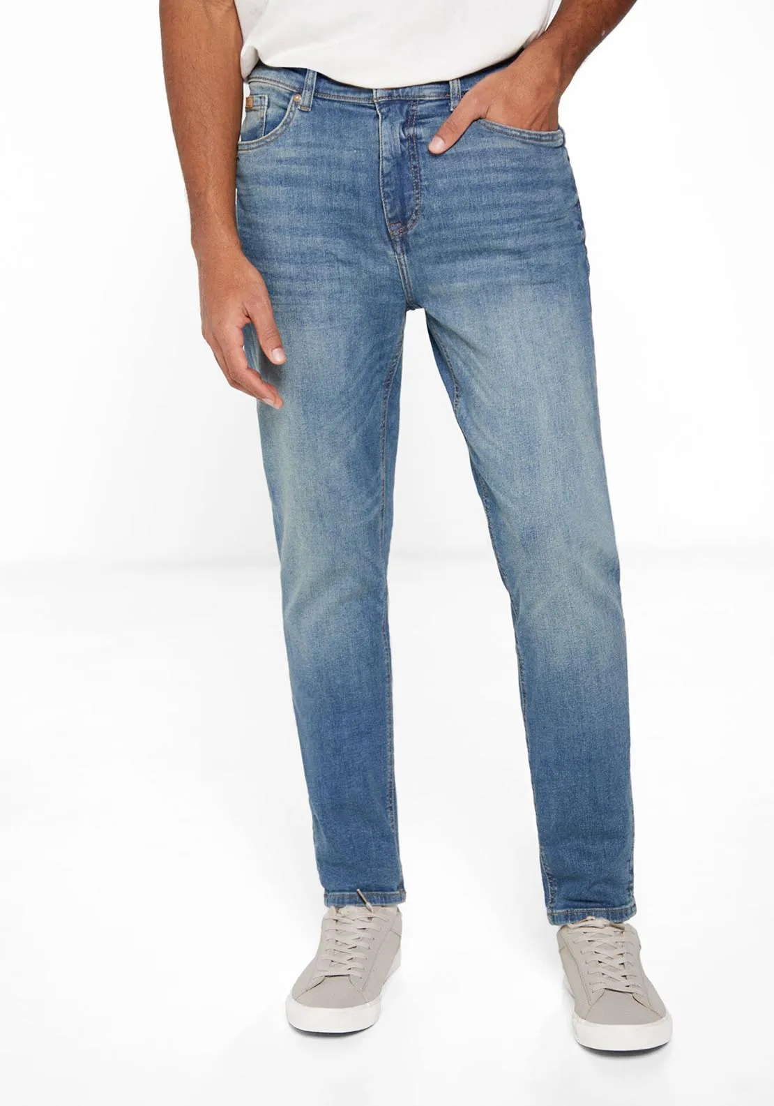 Medium-dark wash slim fit jeans - Blue