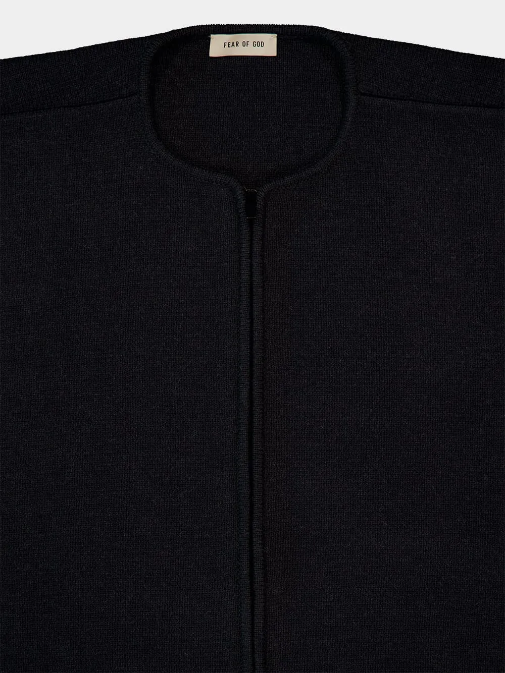 Melange Black Merino Wool Full Zip Sweater