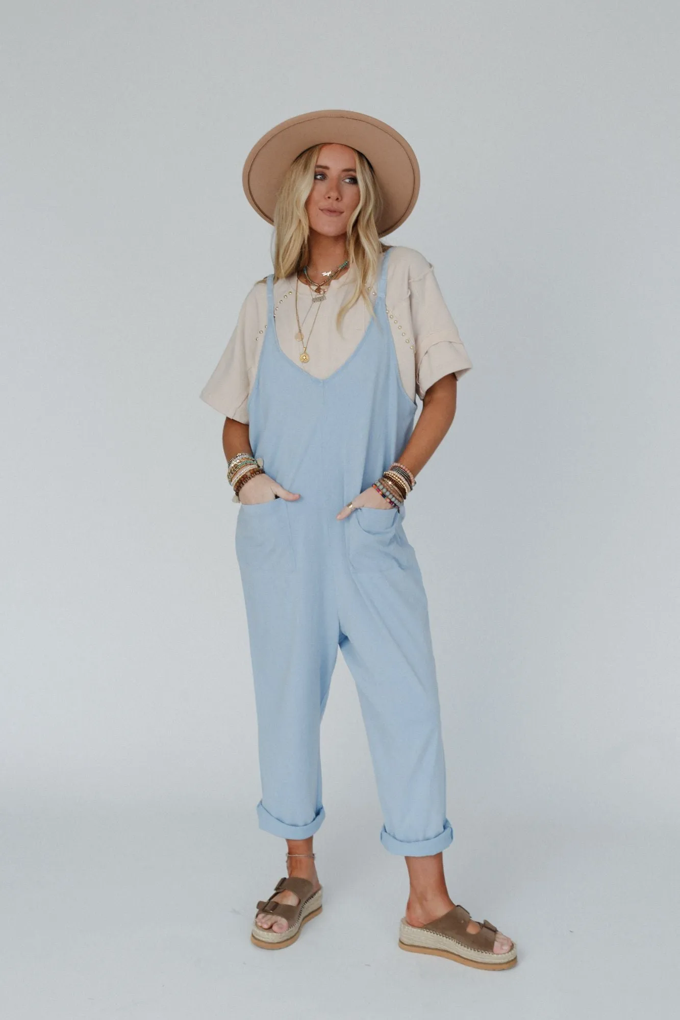 Mitzy V Neck Jumpsuit - Blue