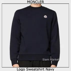 MONCLER  |Crew Neck Long Sleeves Plain Cotton Logo Sweatshirts