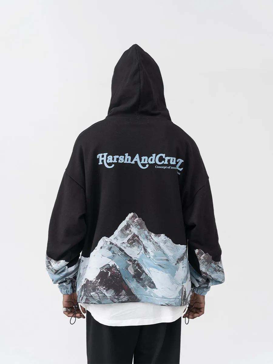 Mountain Oil Painting Oversize Hoodie