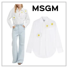 MSGM  |Casual Style Long Sleeves Plain Cotton Shirts & Blouses