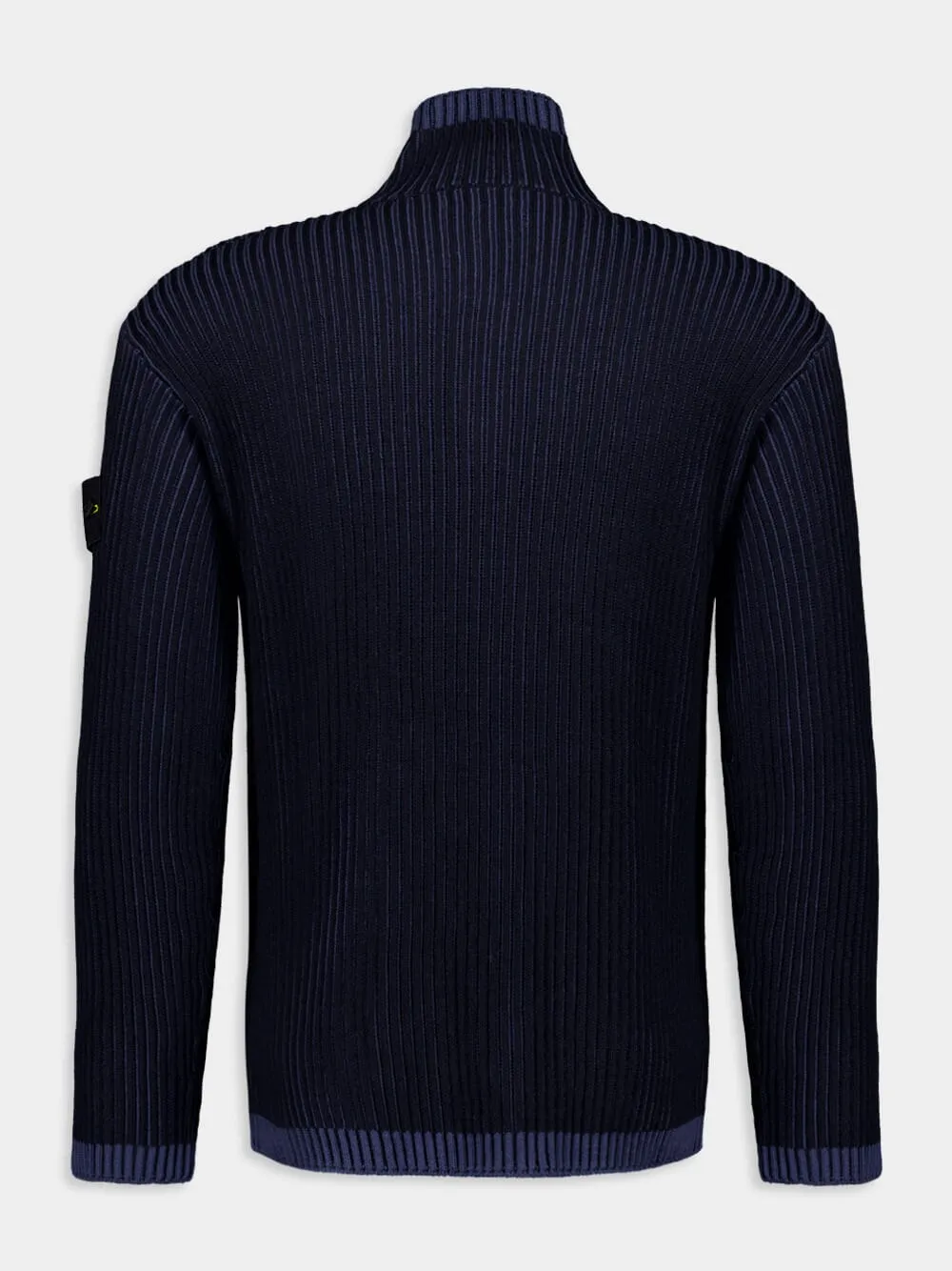 Navy Blue Loose Fit Half Zip Wool Sweater