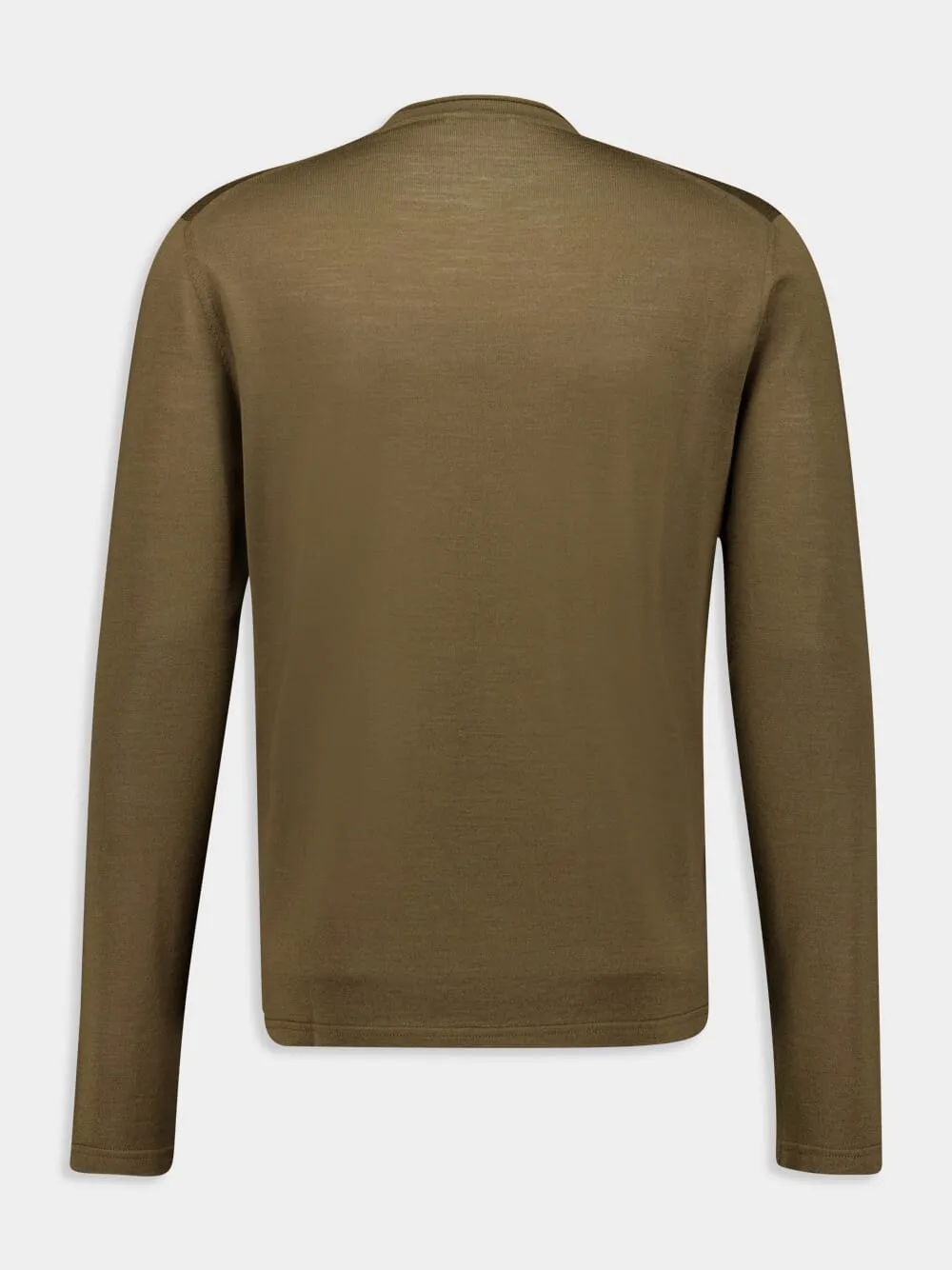 Olive C-Neck Virgin Wool Sweater