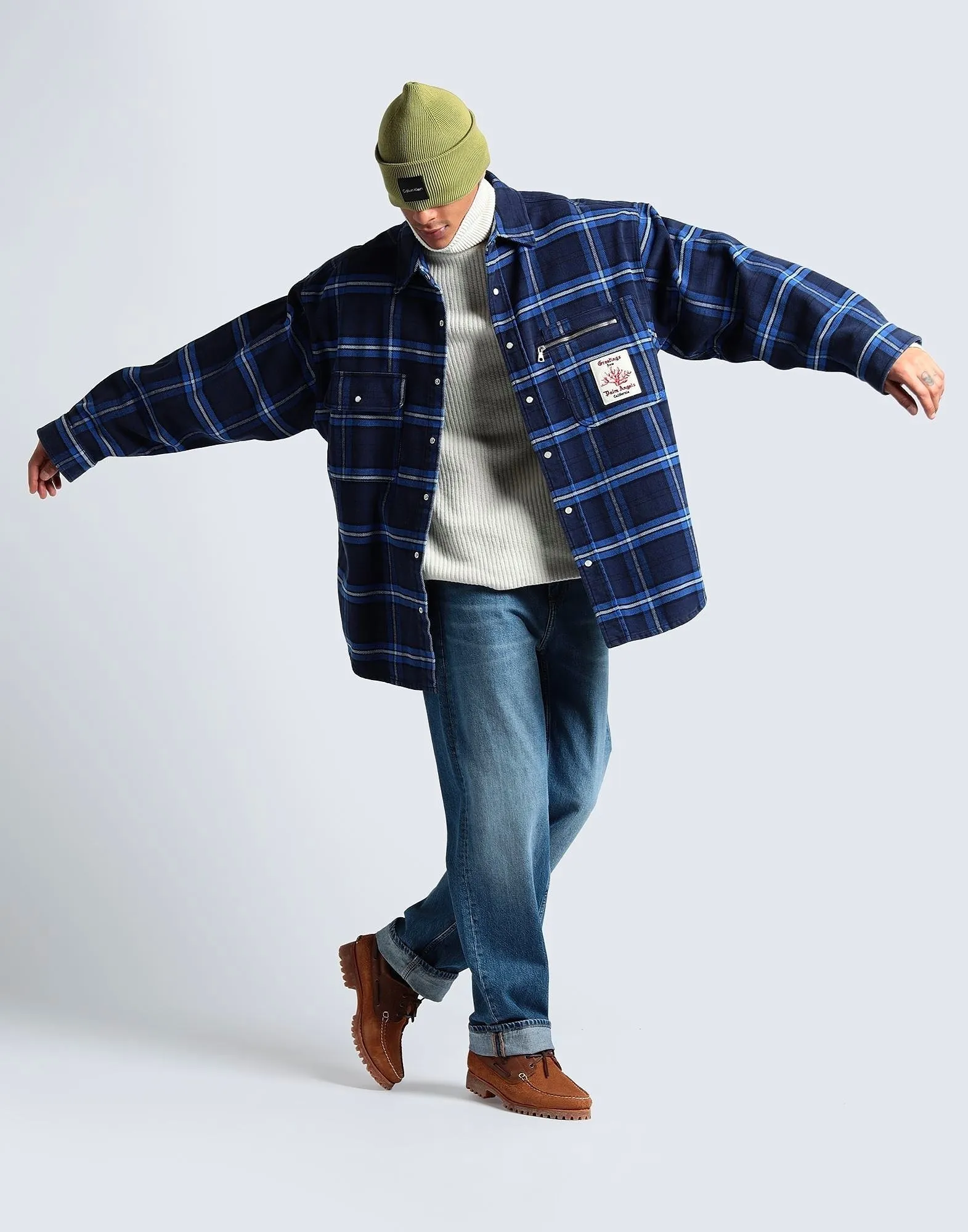 Palm Angels  |Tartan Street Style Long Sleeves Shirts