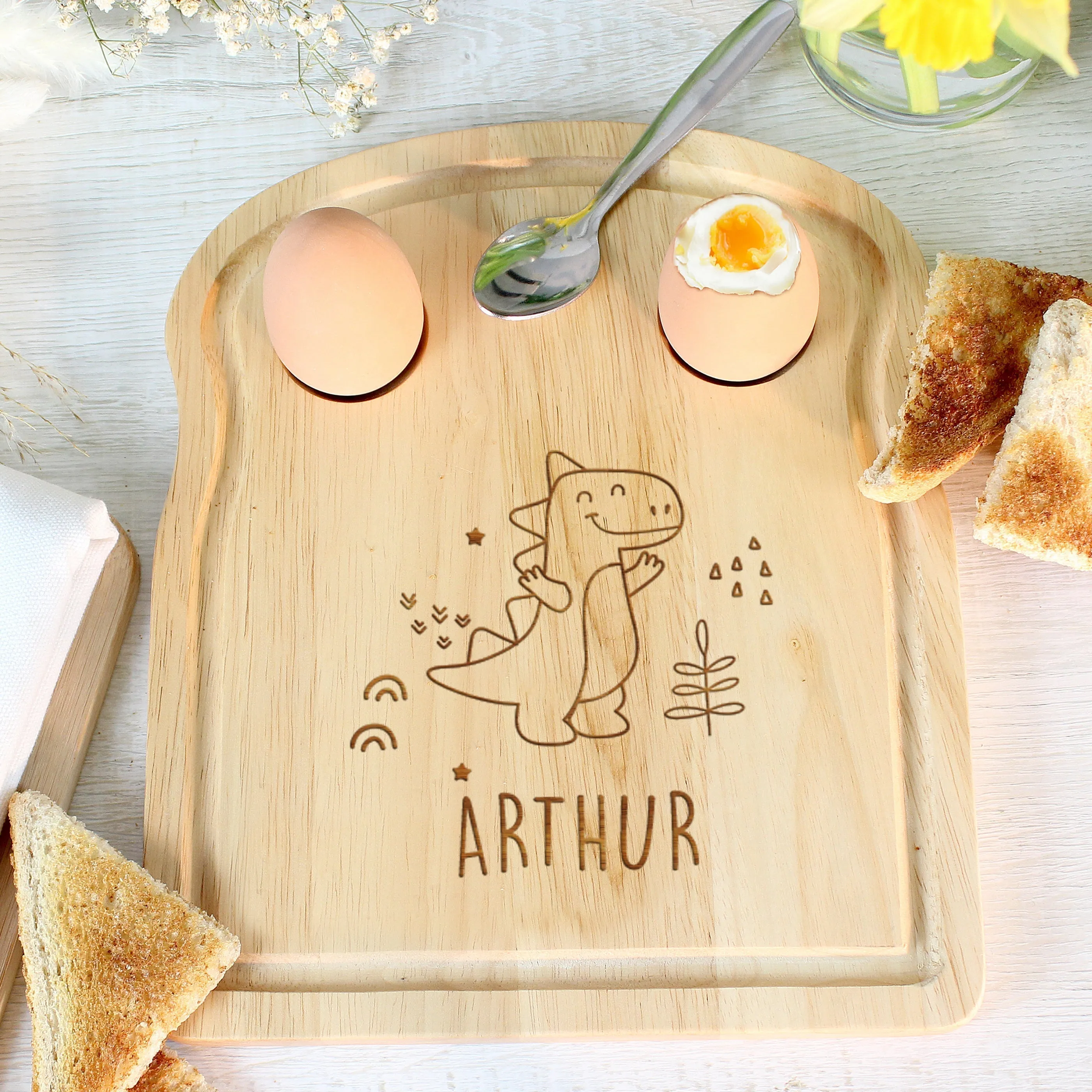 Personalised Dinosaur Egg & Toast Board