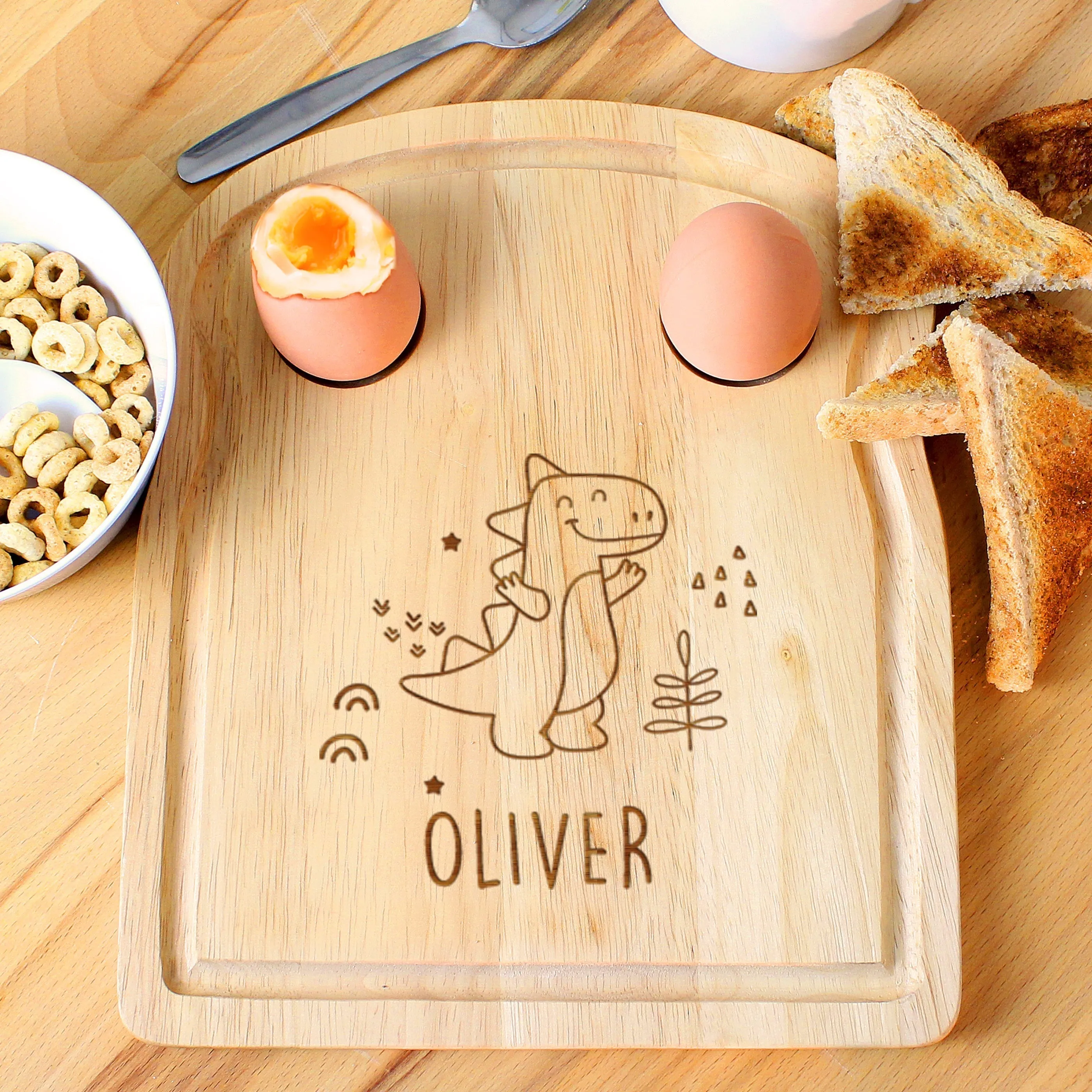 Personalised Dinosaur Egg & Toast Board