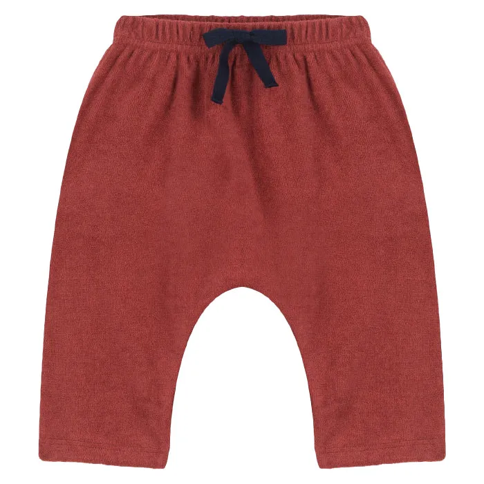 Petit Bateau Baby Terry Harem Pants Umber Red