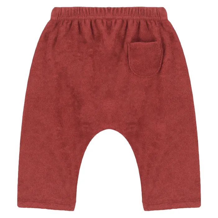 Petit Bateau Baby Terry Harem Pants Umber Red