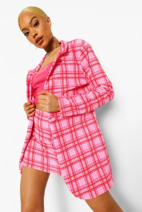 Pink Check Oversized Blazer