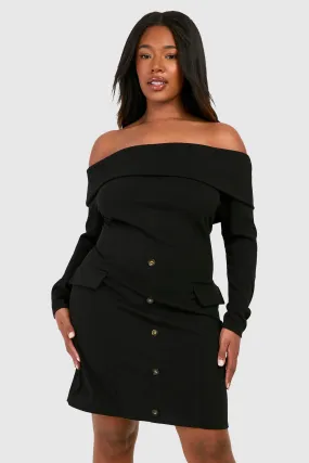 Plus Off The Shoulder Scuba Crepe Blazer Dress