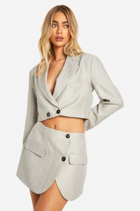 Premium Pinstripe Boxy Cropped Blazer