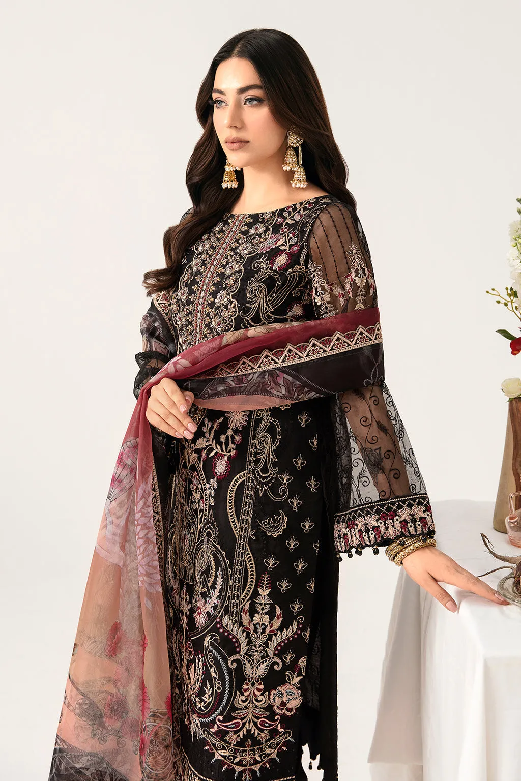 Ramsha Minhal Vol-11 Embroidered Organza Unstitched 3Pc Suit M-1105