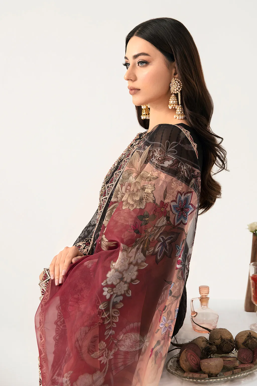 Ramsha Minhal Vol-11 Embroidered Organza Unstitched 3Pc Suit M-1105