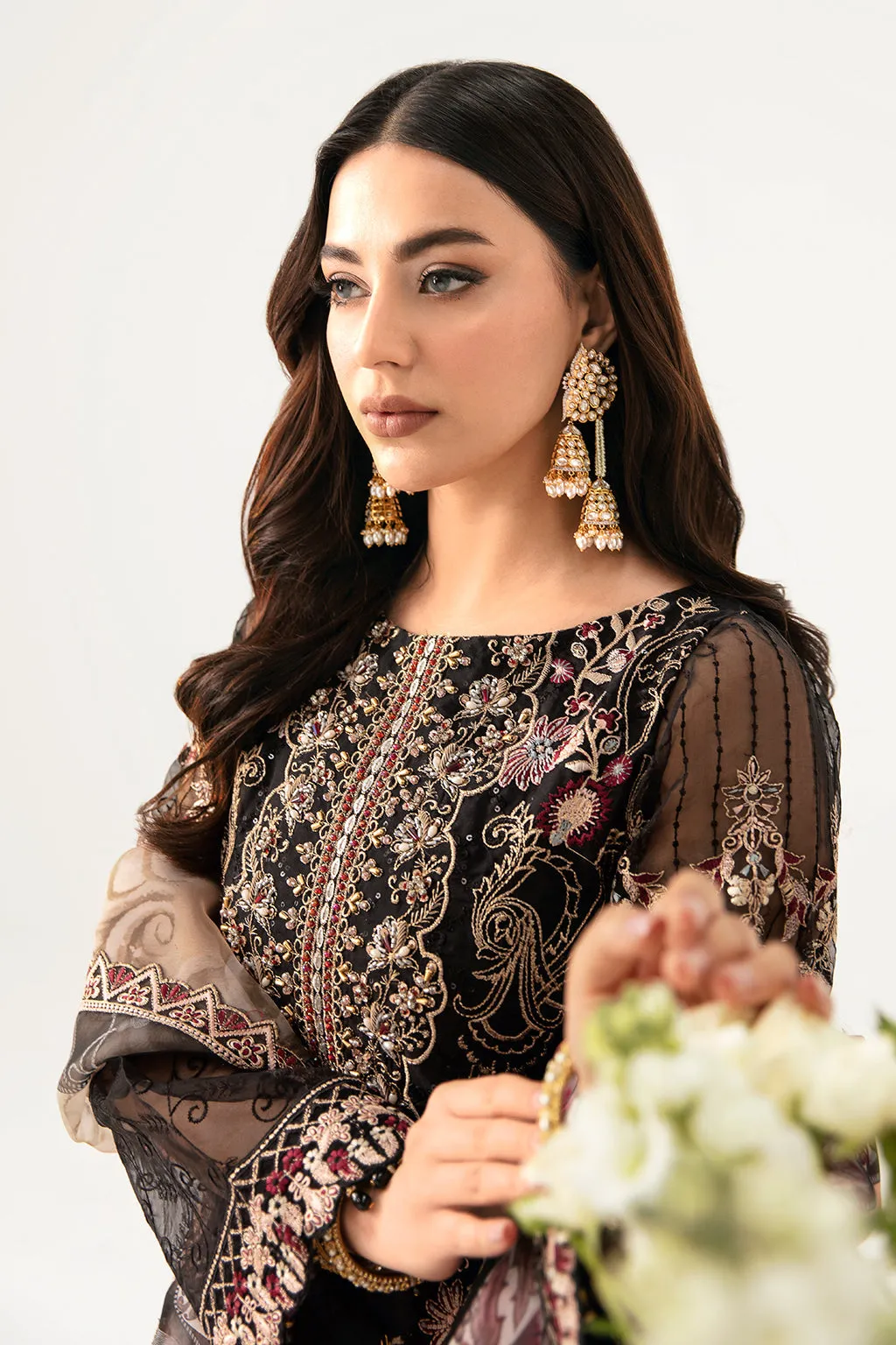 Ramsha Minhal Vol-11 Embroidered Organza Unstitched 3Pc Suit M-1105