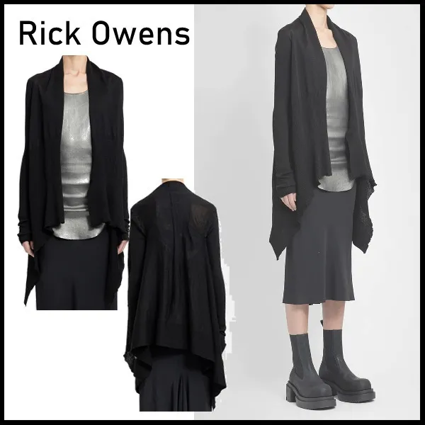 RICK OWENS  |Wool Long Sleeves Elegant Style V-neck & Crew neck