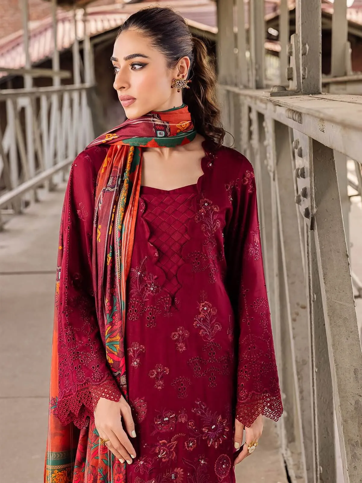 Safarnama by Nureh Embroidered Maya Linen Unstitched 3Pc Suit NS-95