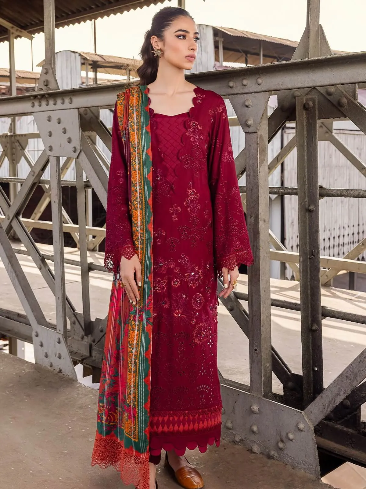 Safarnama by Nureh Embroidered Maya Linen Unstitched 3Pc Suit NS-95