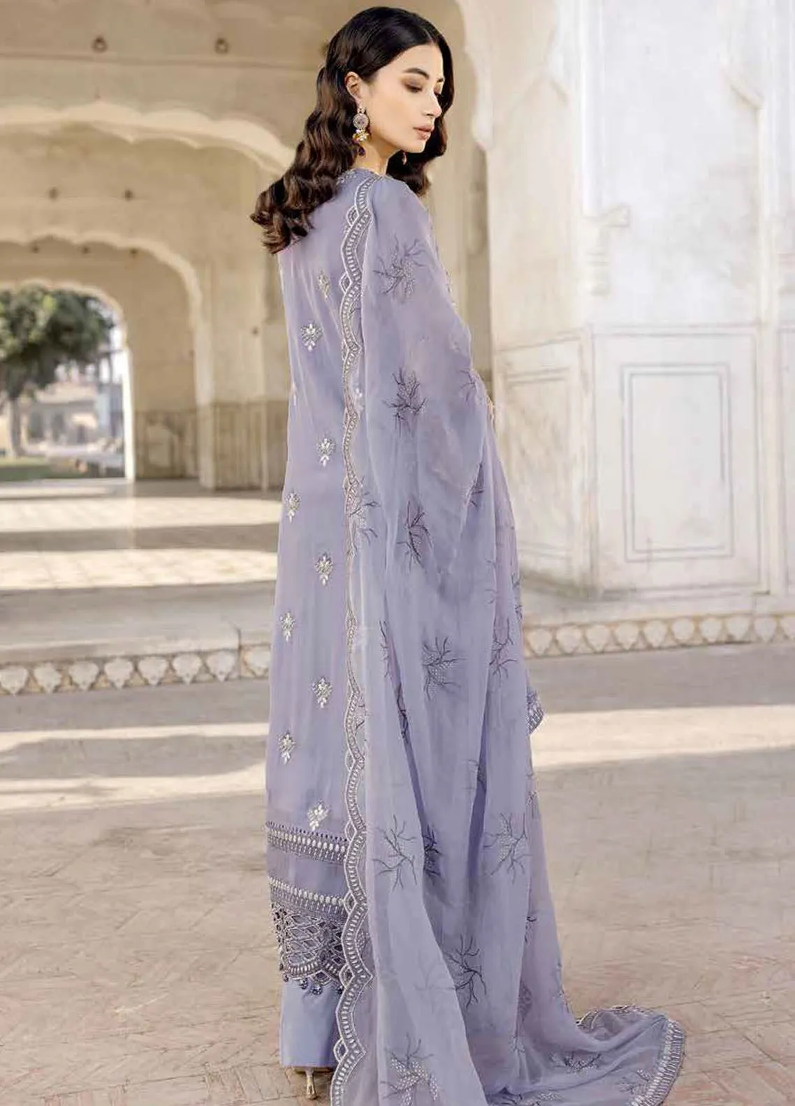 Safeera By Flossie Embroidered Chiffon 3 Piece Unstitched Suit FL24SF S-1303 VIOLET SWEET