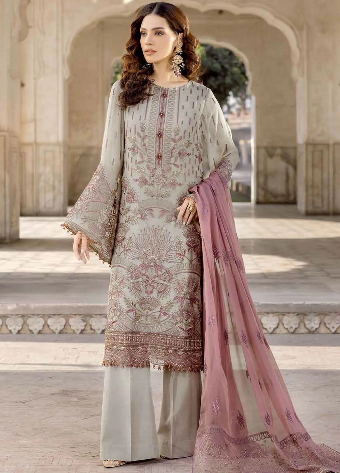 Safeera By Flossie Embroidered Chiffon 3 Piece Unstitched Suit FL24SF S-1310 BEARSUIT