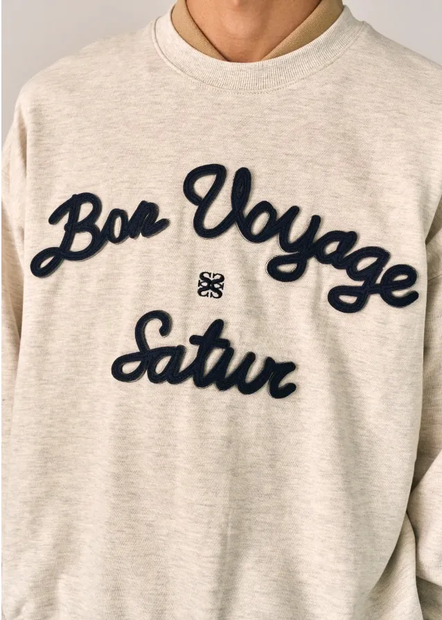 SATUR  |Unisex U-Neck Long Sleeves Cotton Logo Sweatshirts