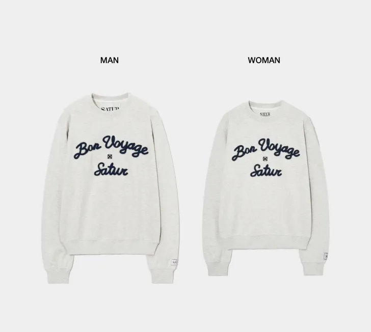 SATUR  |Unisex U-Neck Long Sleeves Cotton Logo Sweatshirts