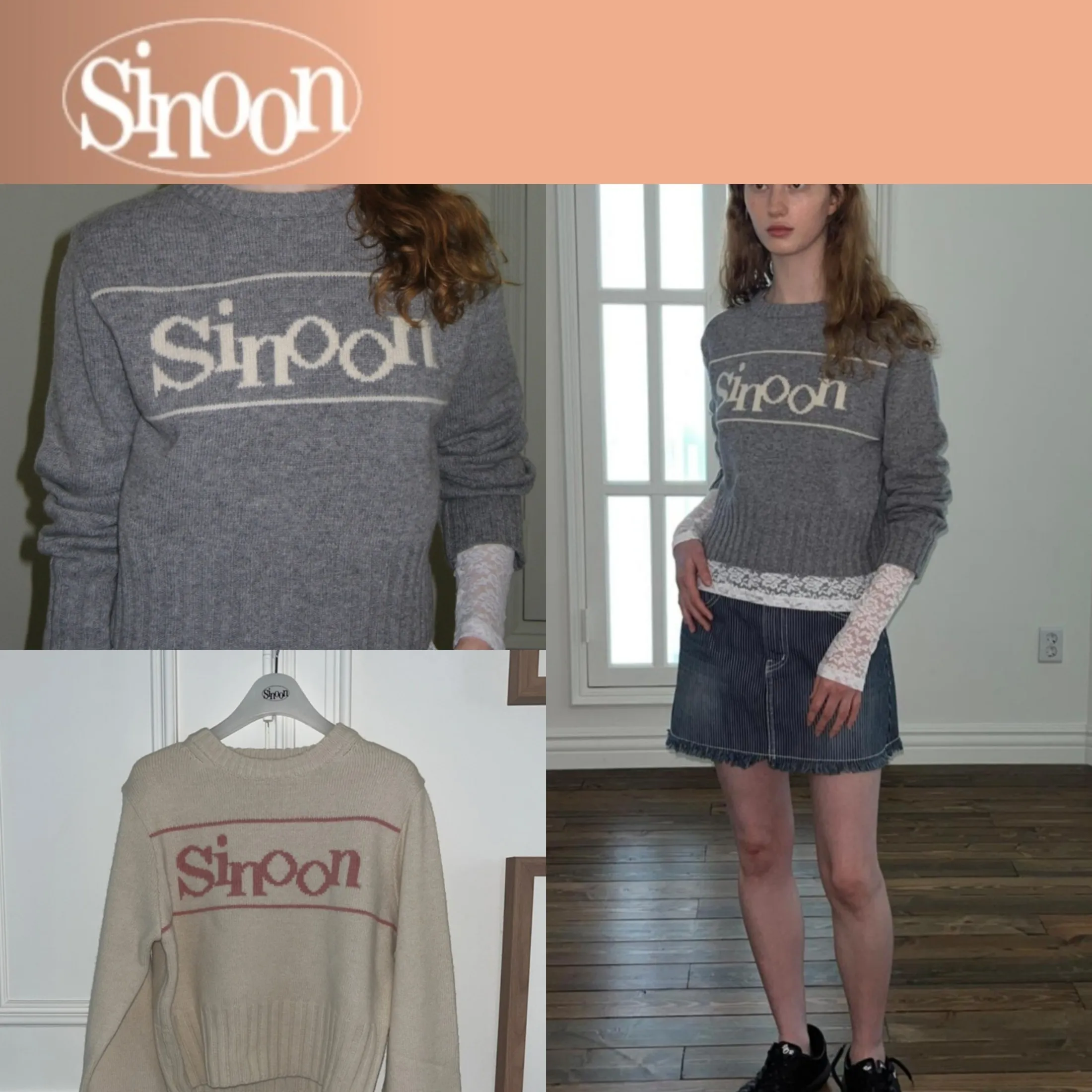 sinoon  |Long Sleeves Logo V-neck & Crew neck