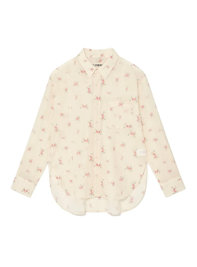 Spooning  |Logo Flower Patterns Casual Style Nylon Long Sleeves