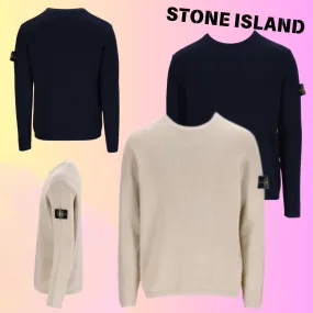 STONE ISLAND  |Unisex Street Style Long Sleeves Cotton Sweaters