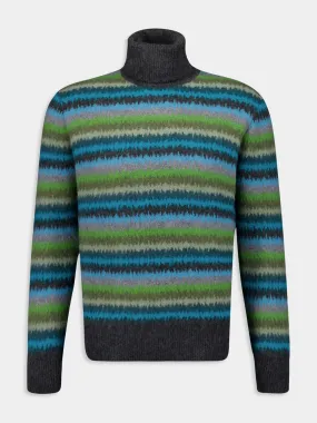 Striped Cashmere Turtleneck Sweater