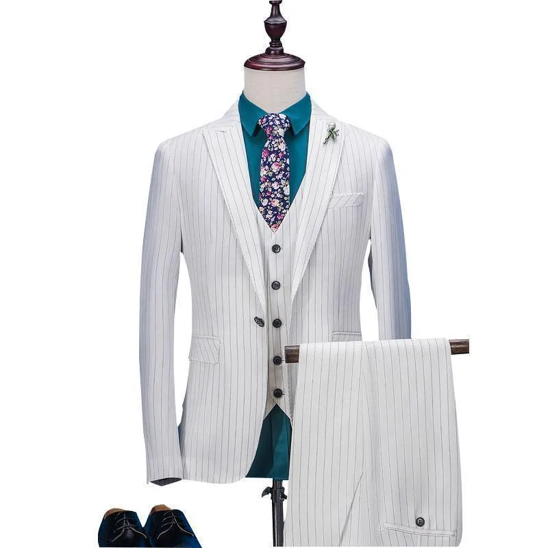 Super Smooth Striped Men 3 Piece Suit