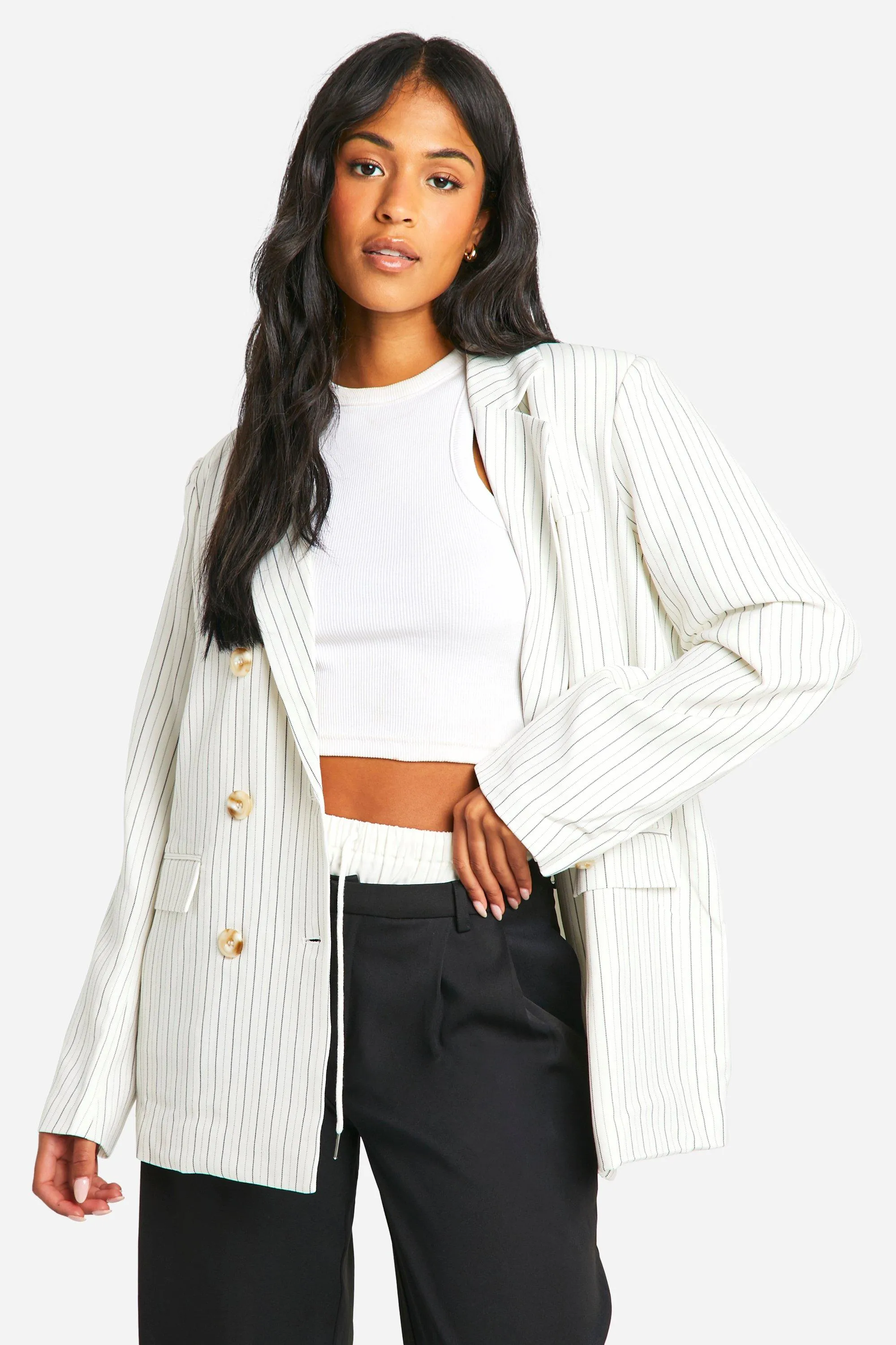 Tall Woven Stripe Tailored Oversized Blazer