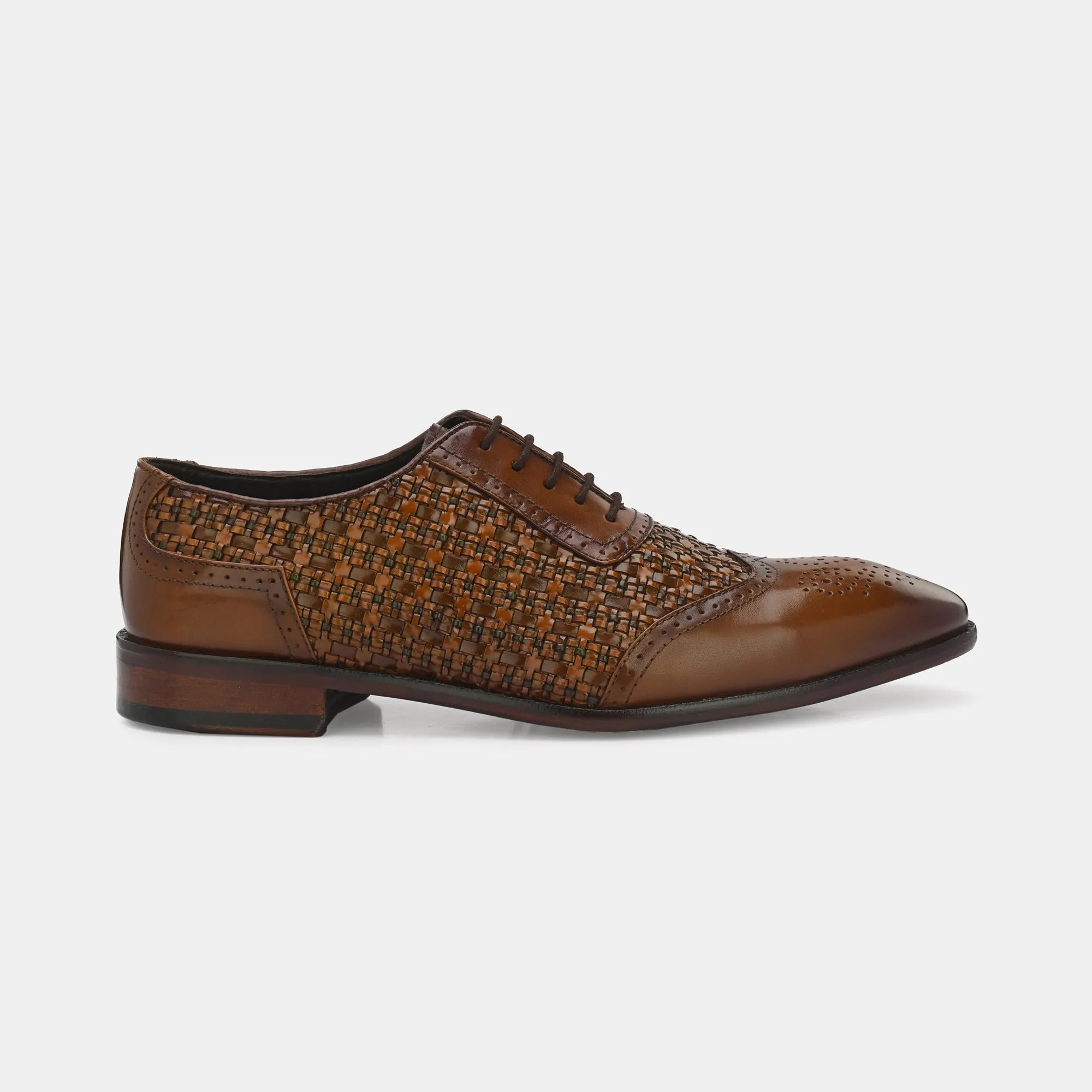 Tan Lace-Up Brogues by Lafattio