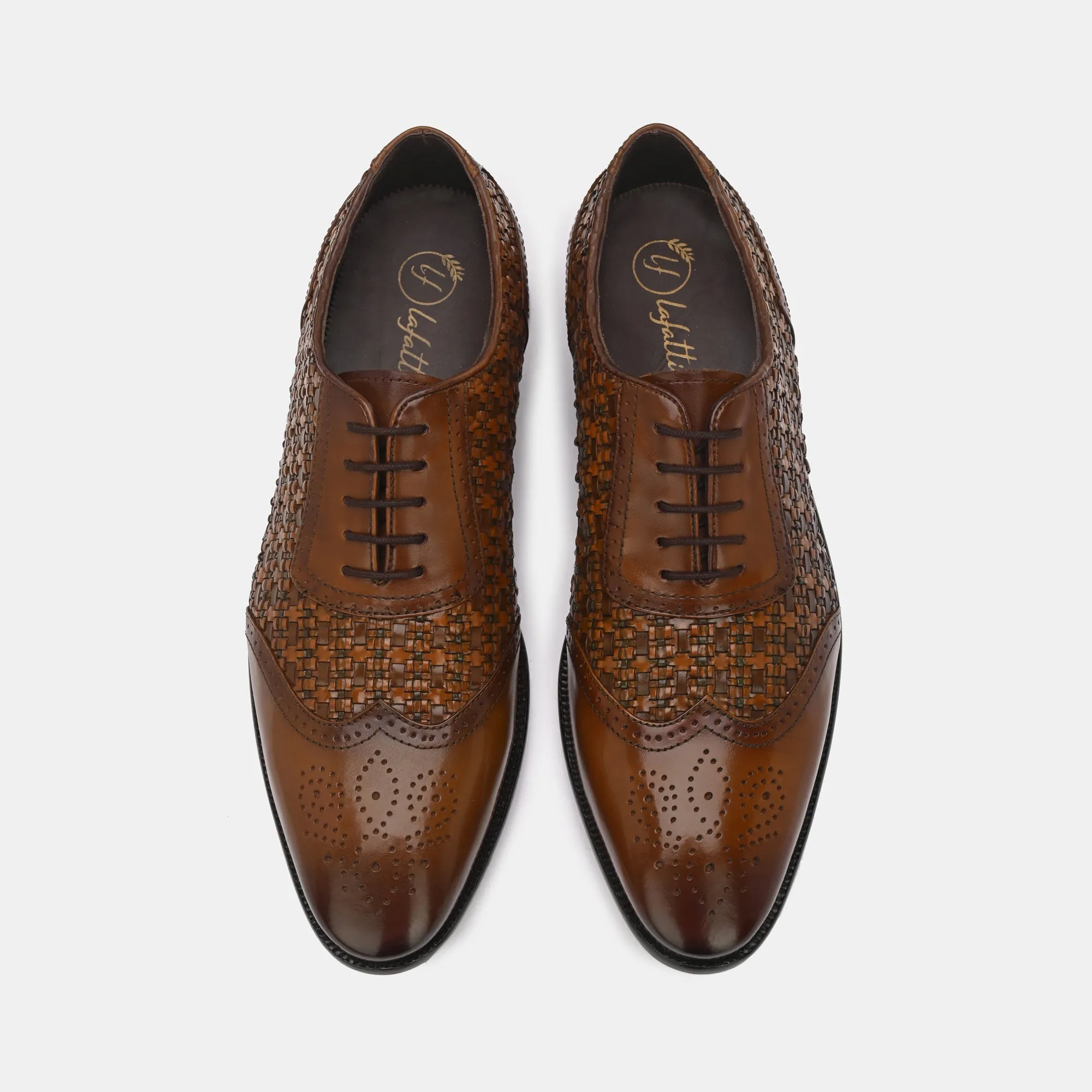 Tan Lace-Up Brogues by Lafattio