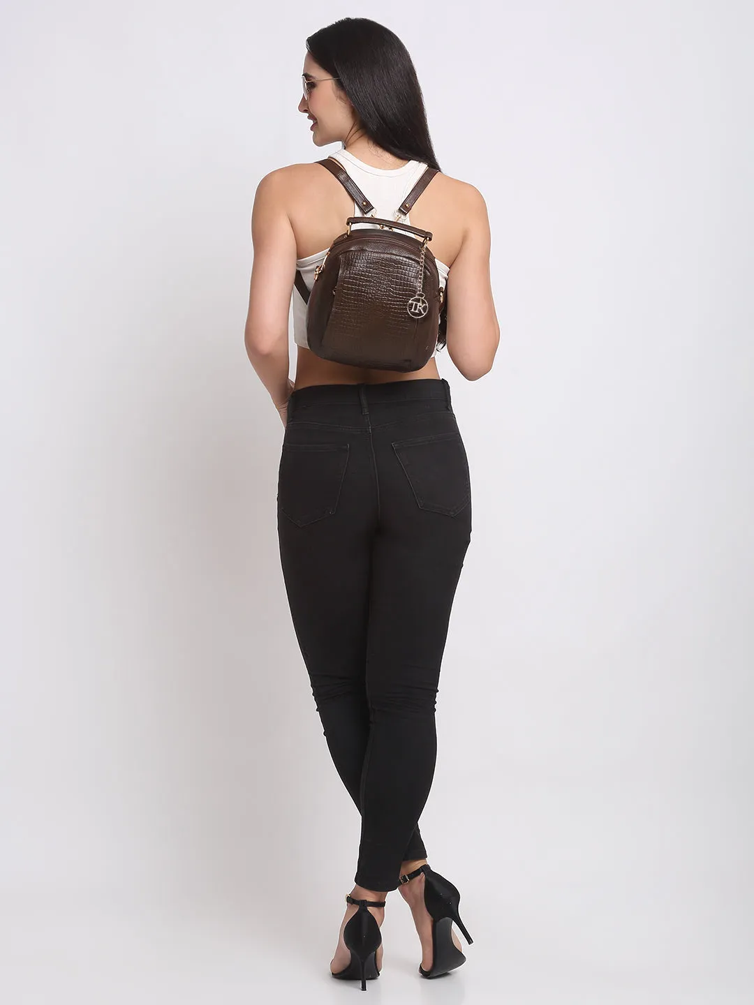 Teakwood Leather Textured Women Backpack