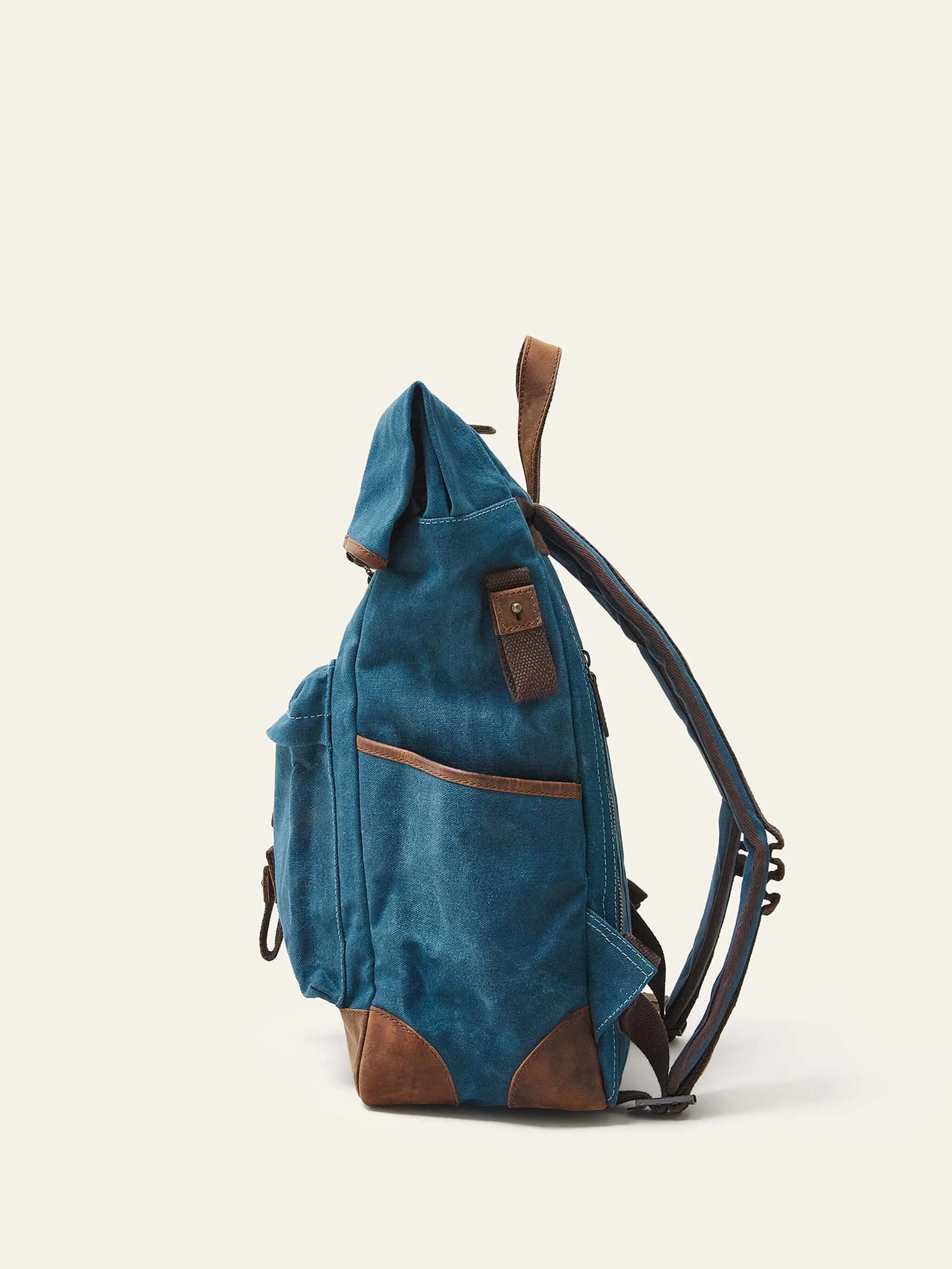 Teal Sri Lanka Waxed Cotton Backpack