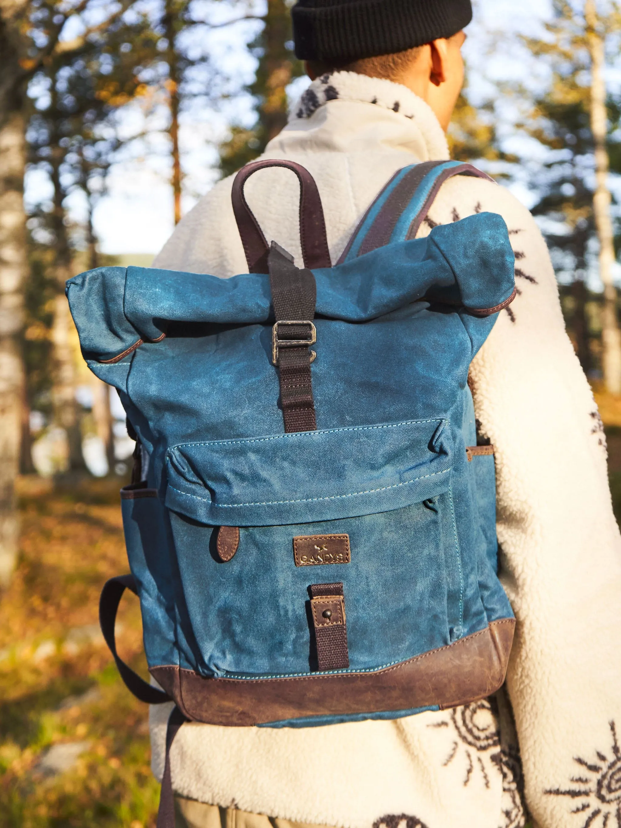 Teal Sri Lanka Waxed Cotton Backpack