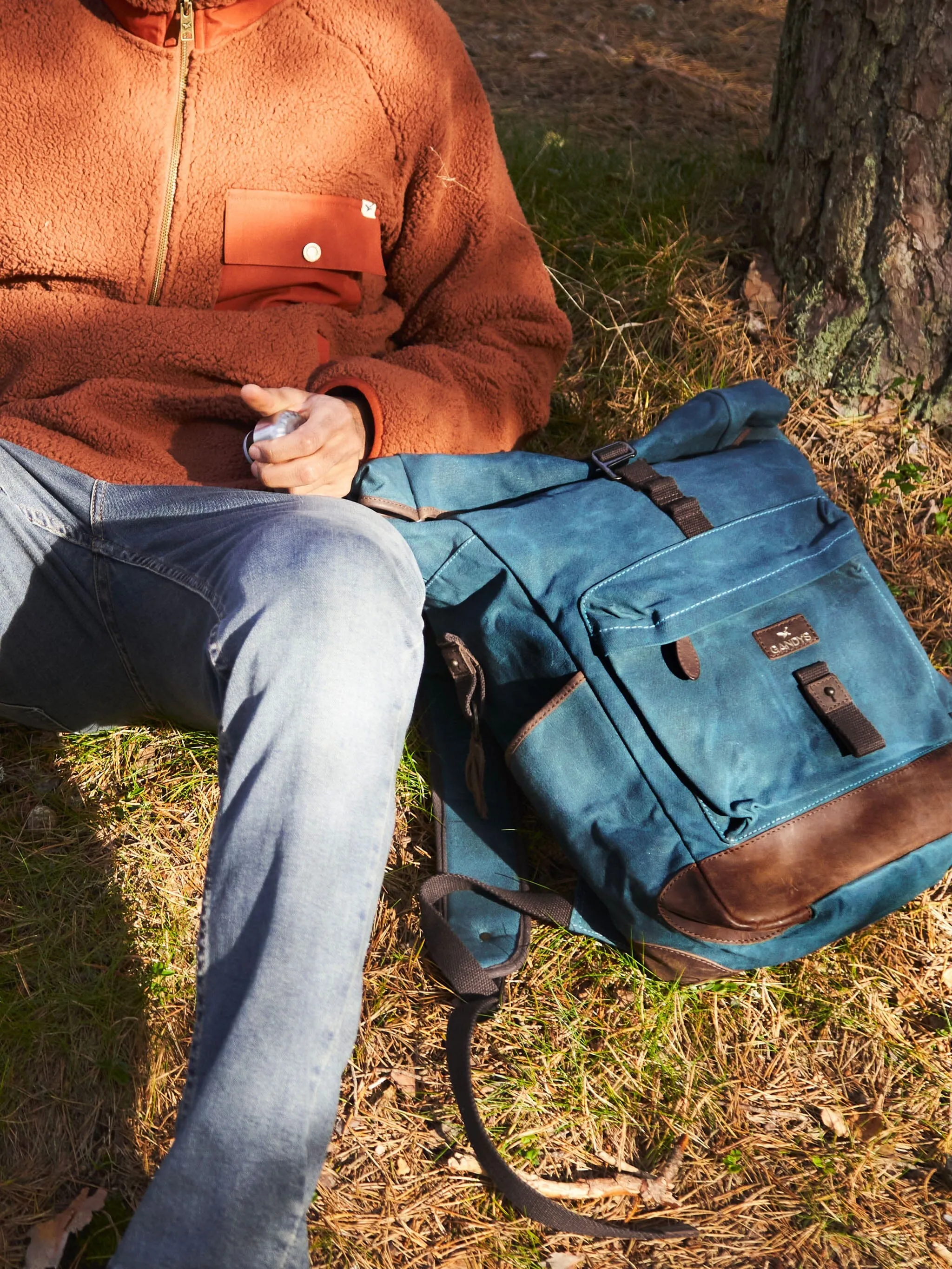 Teal Sri Lanka Waxed Cotton Backpack