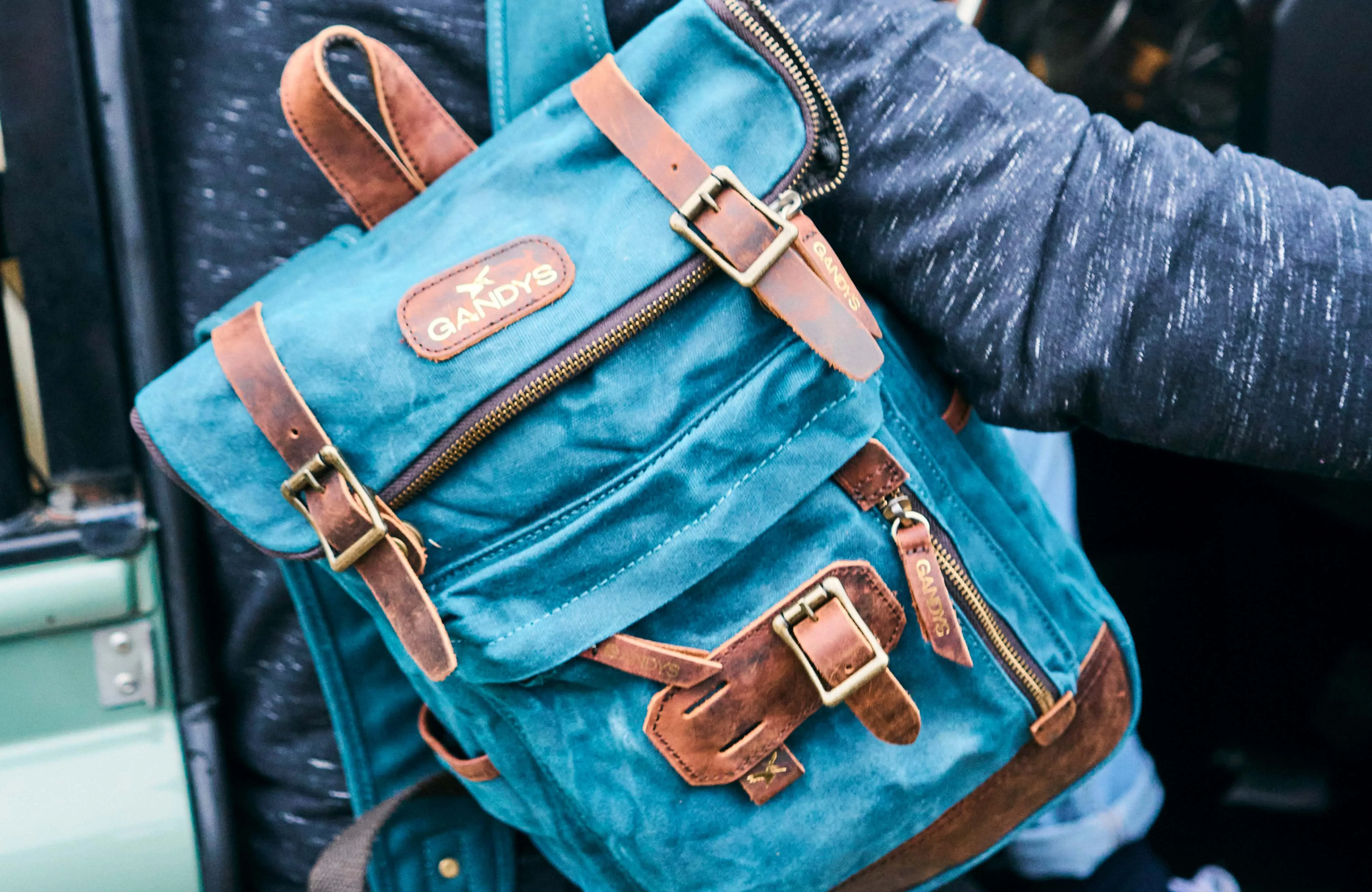 Teal Waxed Cotton Mini Bali Backpack