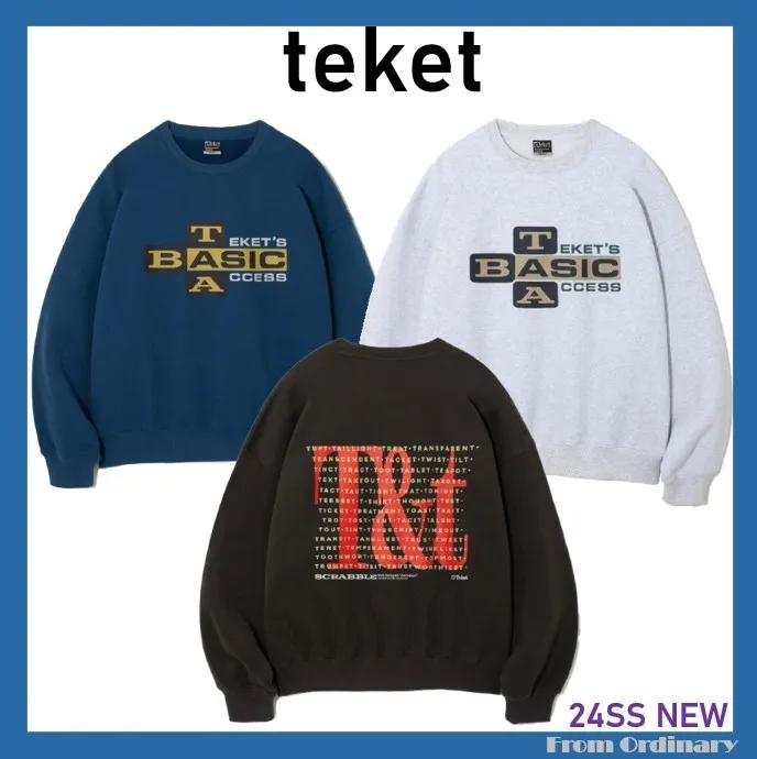 teket  |Unisex Street Style Long Sleeves Cotton Logo Sweatshirts