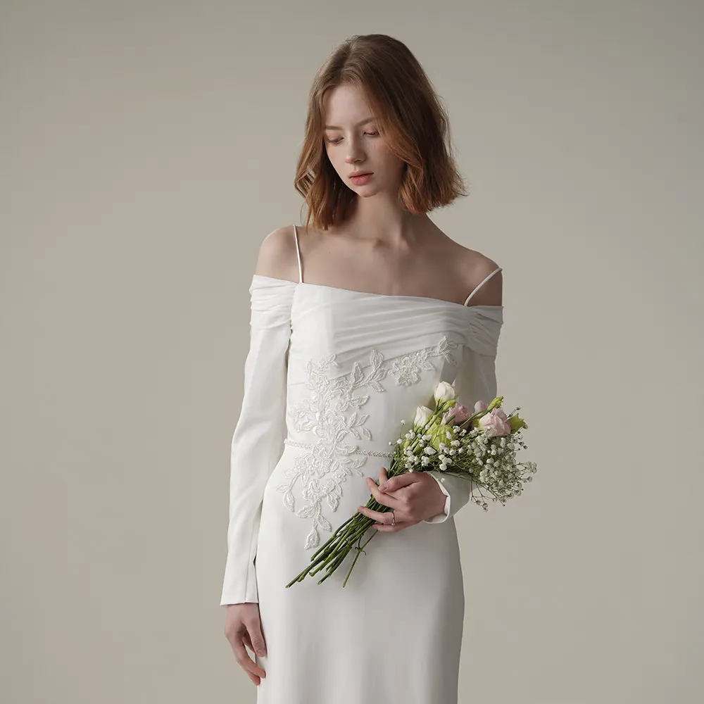 The Stirling Wedding Bridal Off Shoulder Long Sleeves Gown