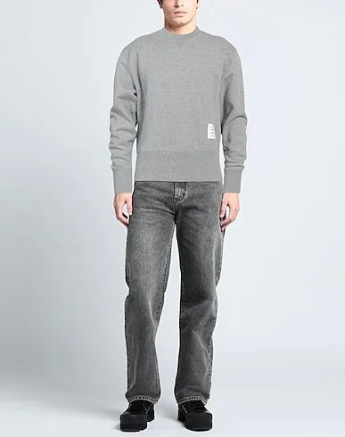 THOM BROWNE  |Crew Neck Long Sleeves Plain Cotton Logo Designers