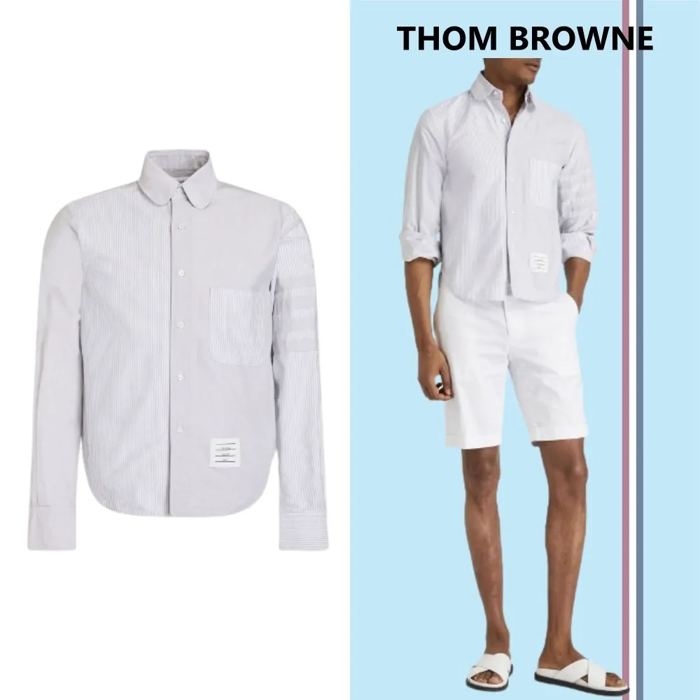 THOM BROWNE  |Long Sleeves Cotton Bridal Logo Designers Outlet Shirts