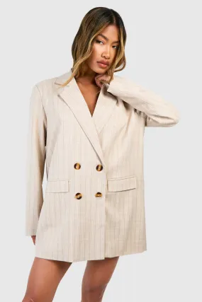 Tonal Stripe Oversized Fit Double Breasted Blazer